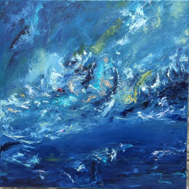 80cm X 80cm La lune aspirée par une tornade - 80cm X 80cm